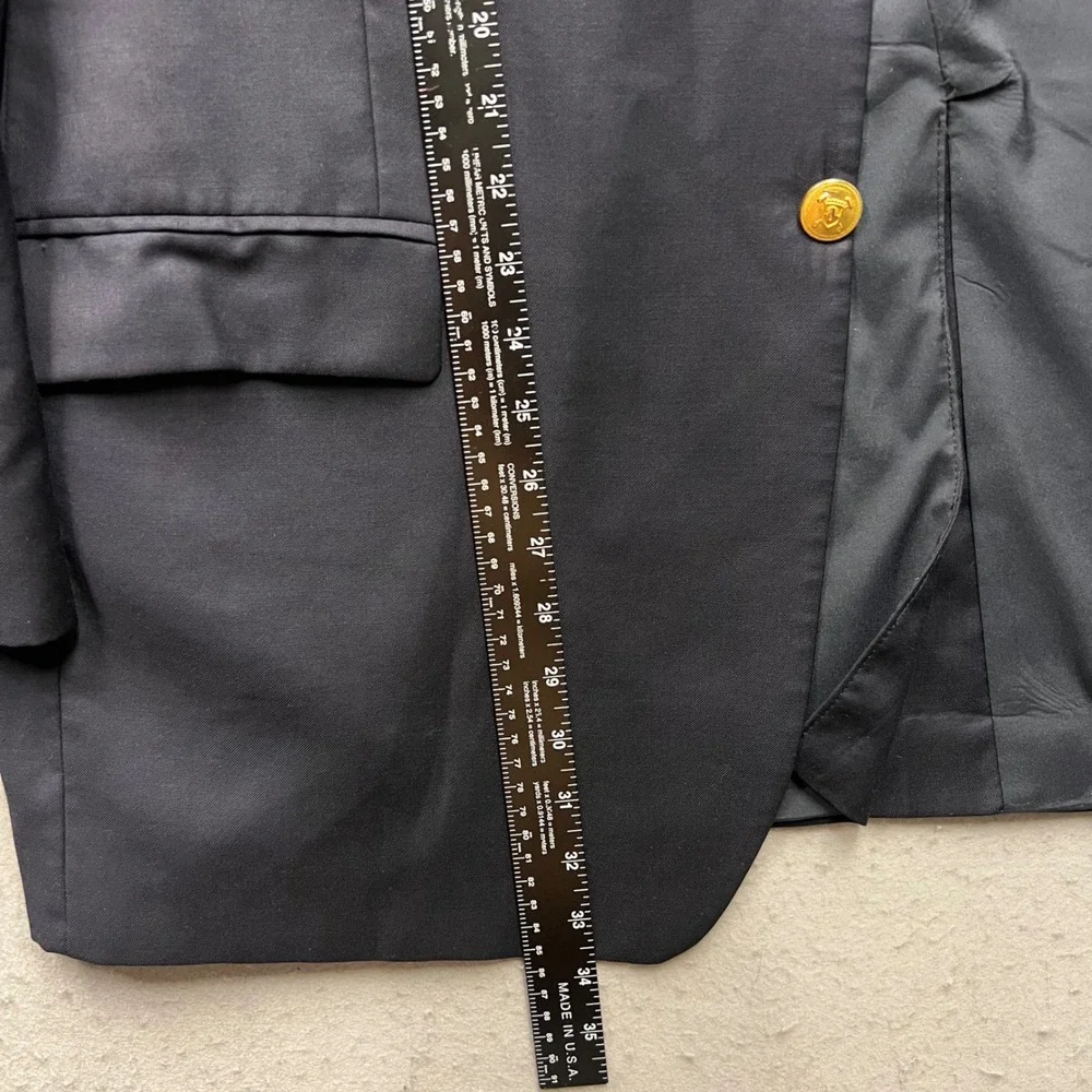 Lauren Ralph Lauren Mens 48R Navy Blue Wool Blazer Sport Coat Gold Crest Buttons